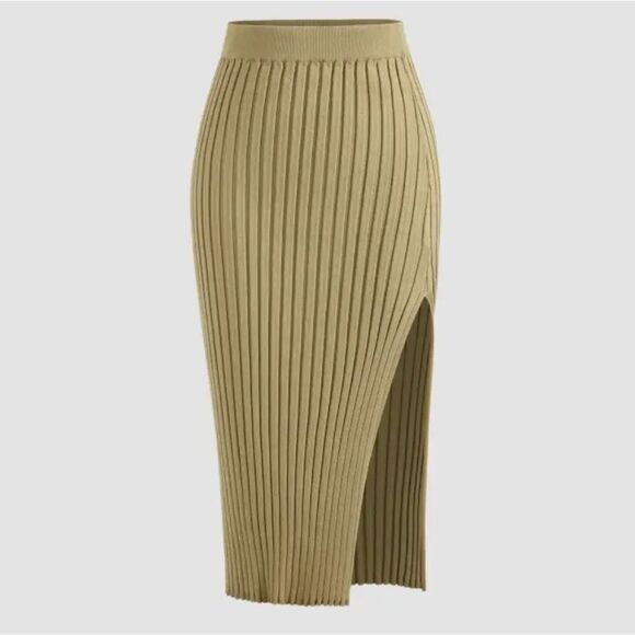 Cider Dresses & Skirts - Cider solid rib pencil skirt side slit NWT sz M